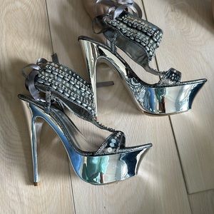 Fredrick’s of Hollywood platform mirrored heels